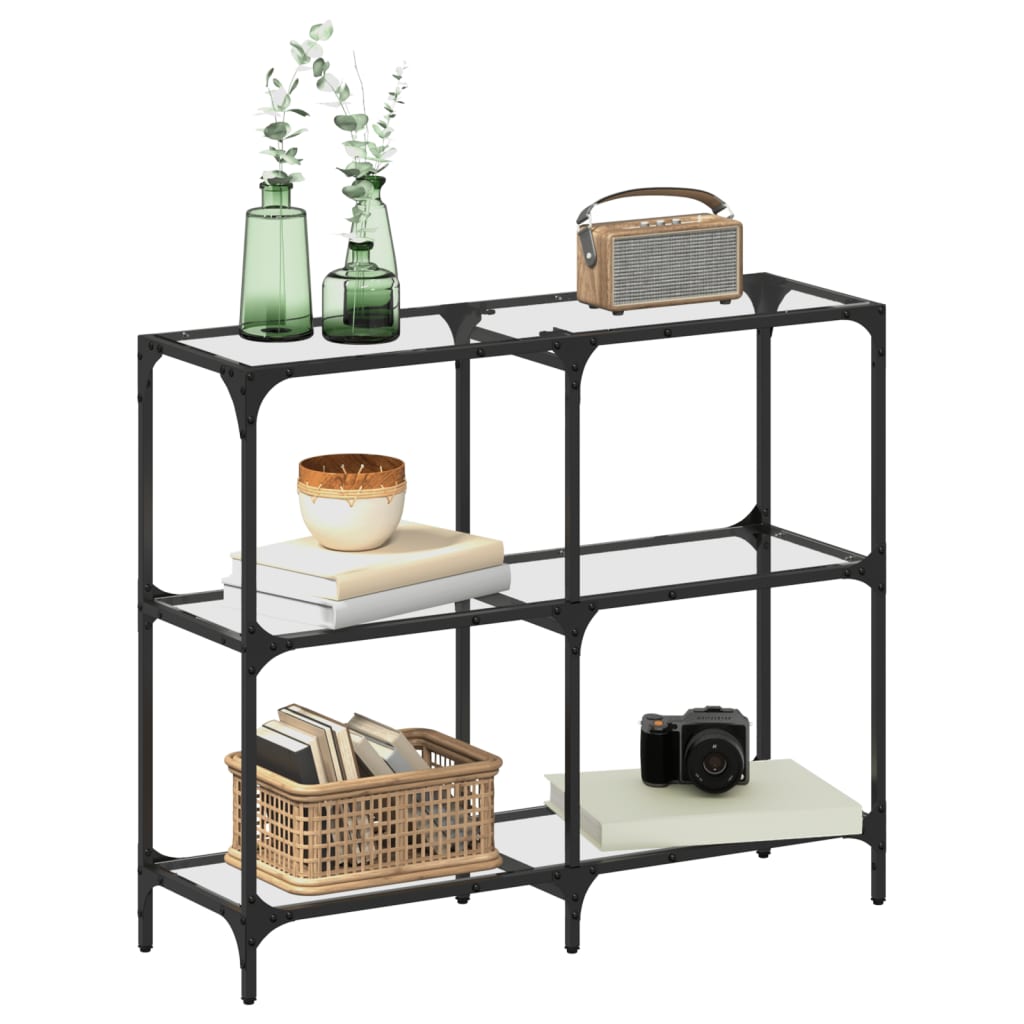 vidaXL Măsuță de cafea, blat din sticlă transparentă, 98x30x81 cm oțel vidaXL Măsuță de cafea, blat din sticlă transparentă, 98x30x81 cm oțel