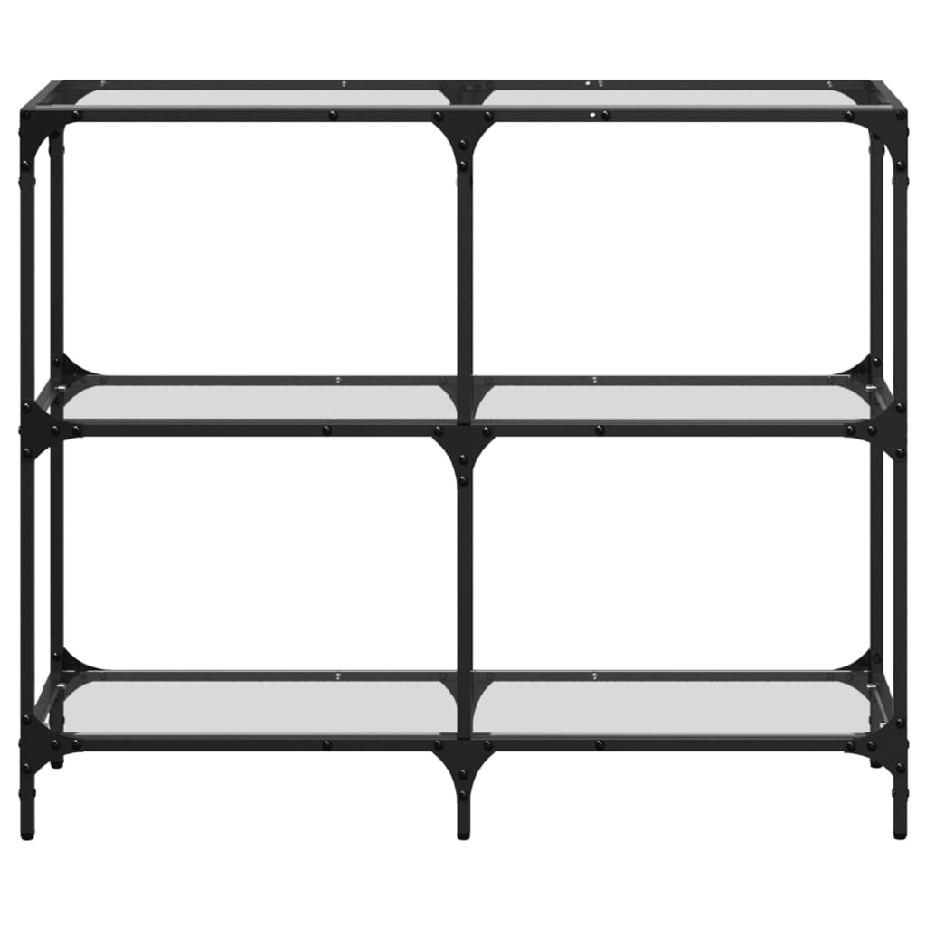 vidaXL Măsuță de cafea, blat din sticlă transparentă, 98x30x81 cm oțel vidaXL Măsuță de cafea, blat din sticlă transparentă, 98x30x81 cm oțel