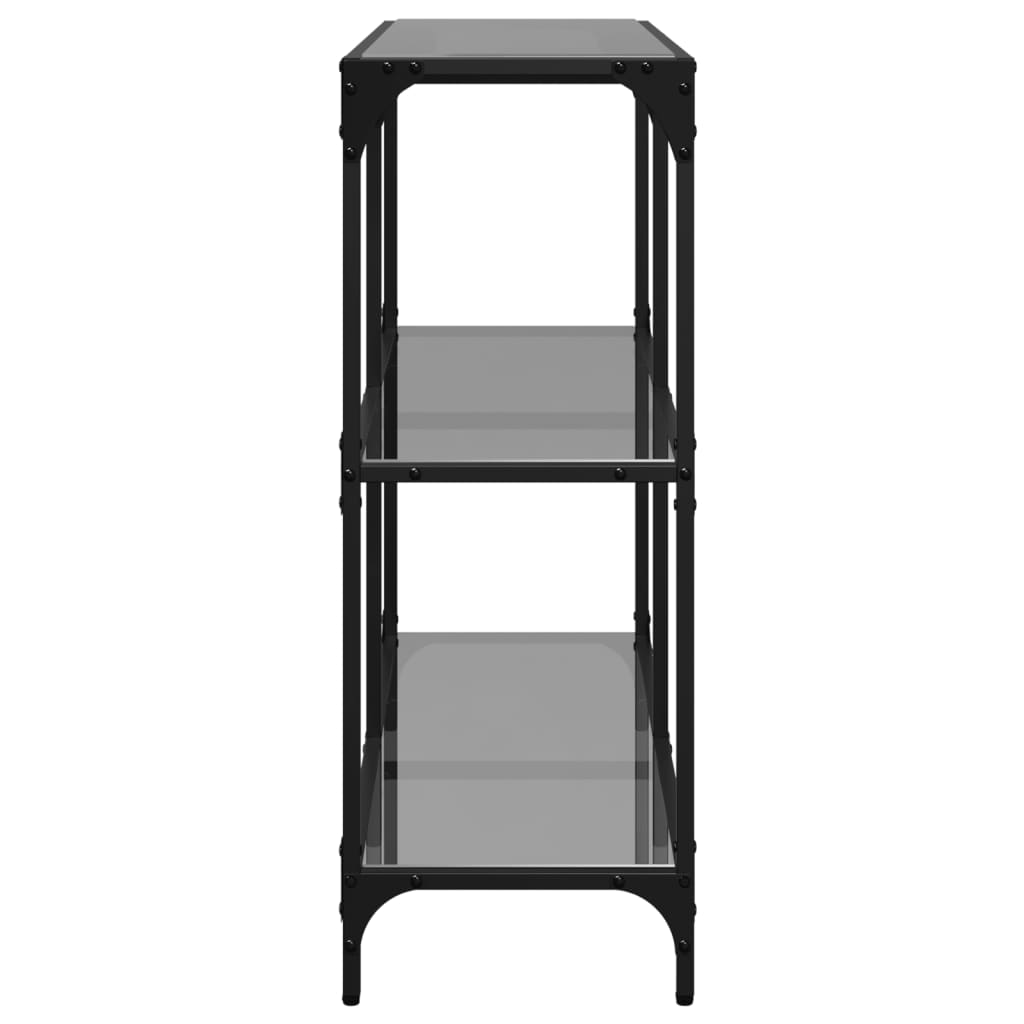 vidaXL Măsuță de cafea, blat din sticlă negră, 98x30x81 cm, oțel vidaXL Măsuță de cafea, blat din sticlă negră, 98x30x81 cm, oțel