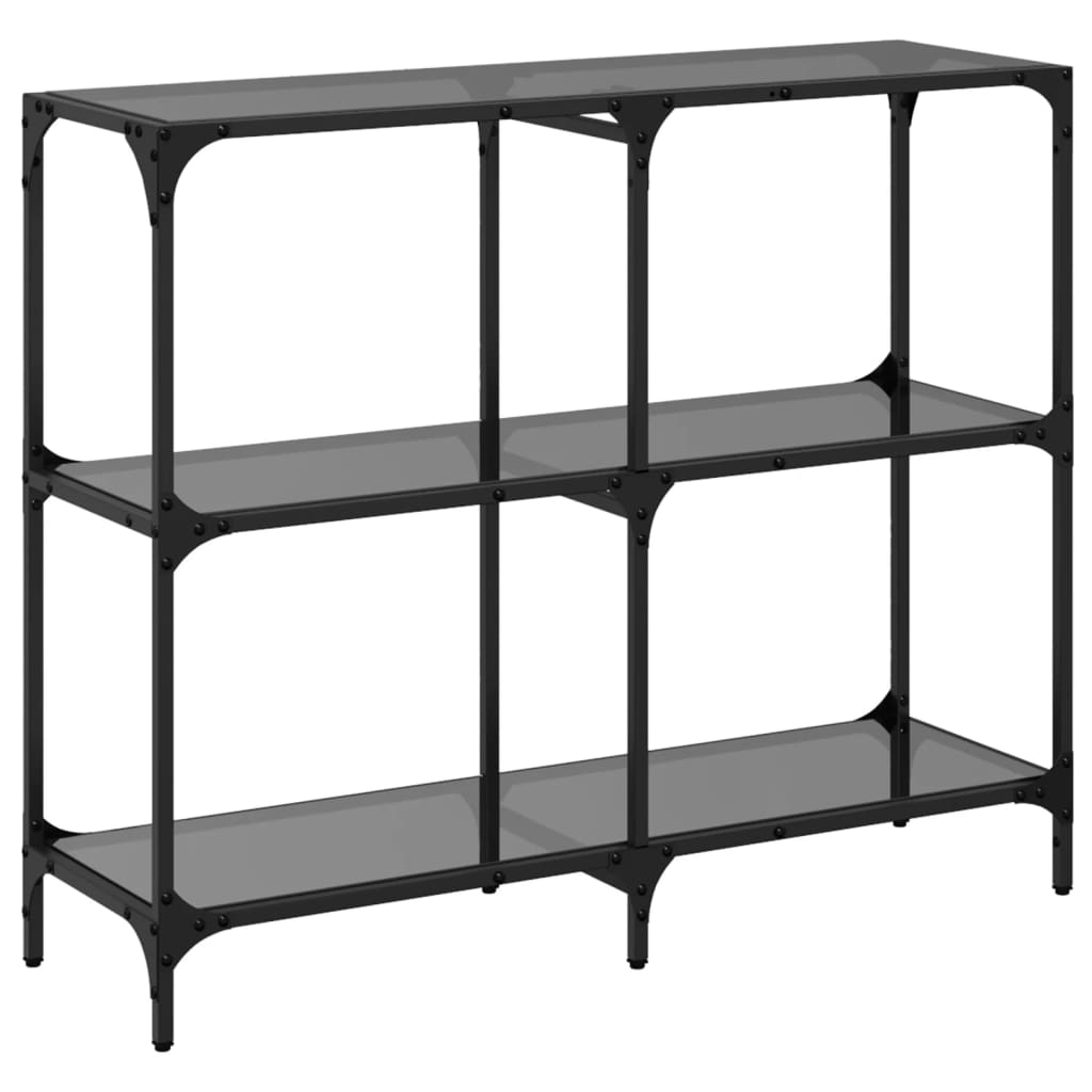 vidaXL Măsuță de cafea, blat din sticlă negră, 98x30x81 cm, oțel vidaXL Măsuță de cafea, blat din sticlă negră, 98x30x81 cm, oțel