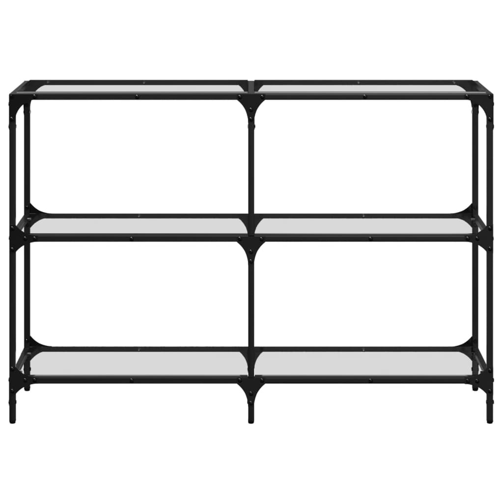 vidaXL Măsuță de cafea blat din sticlă transparentă 118,5x30x81cm oțel vidaXL Măsuță de cafea blat din sticlă transparentă 118,5x30x81cm oțel