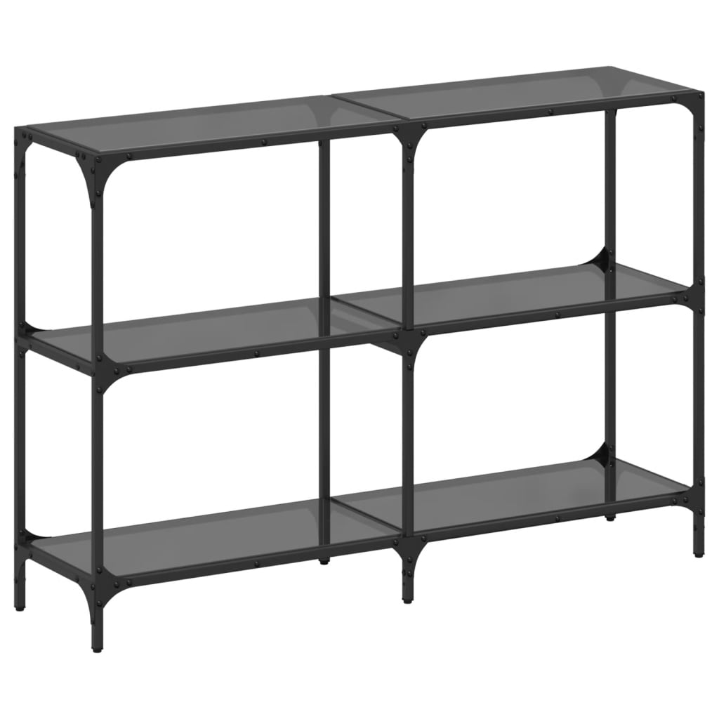 vidaXL Măsuță de cafea, blat din sticlă negră, 118,5x30x81 cm, oțel vidaXL Măsuță de cafea, blat din sticlă negră, 118,5x30x81 cm, oțel