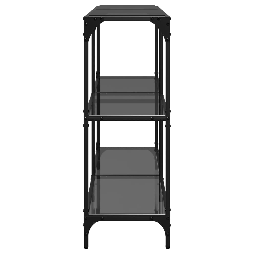 vidaXL Măsuță de cafea, blat din sticlă negră, 118,5x30x81 cm, oțel vidaXL Măsuță de cafea, blat din sticlă negră, 118,5x30x81 cm, oțel