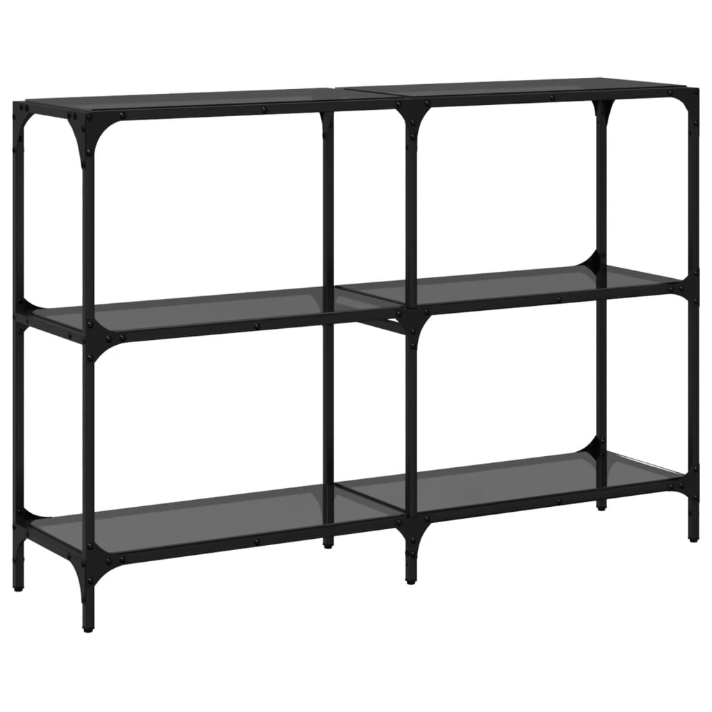vidaXL Măsuță de cafea, blat din sticlă negră, 118,5x30x81 cm, oțel vidaXL Măsuță de cafea, blat din sticlă negră, 118,5x30x81 cm, oțel