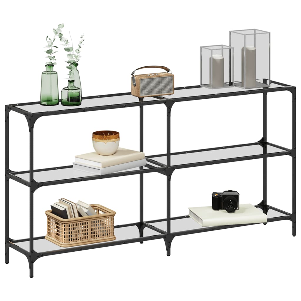 vidaXL Măsuță de cafea blat din sticlă transparentă 158,5x30x81cm oțel vidaXL Măsuță de cafea blat din sticlă transparentă 158,5x30x81cm oțel