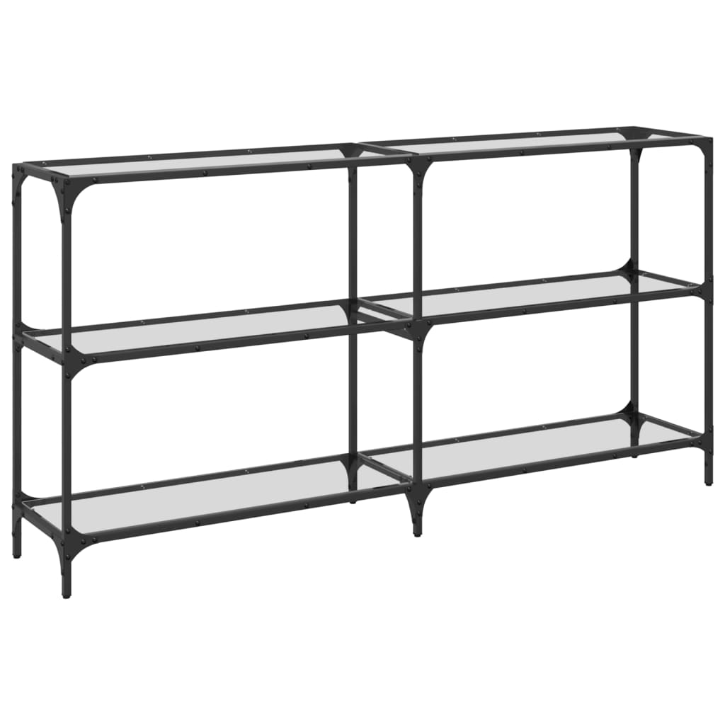 vidaXL Măsuță de cafea blat din sticlă transparentă 158,5x30x81cm oțel vidaXL Măsuță de cafea blat din sticlă transparentă 158,5x30x81cm oțel