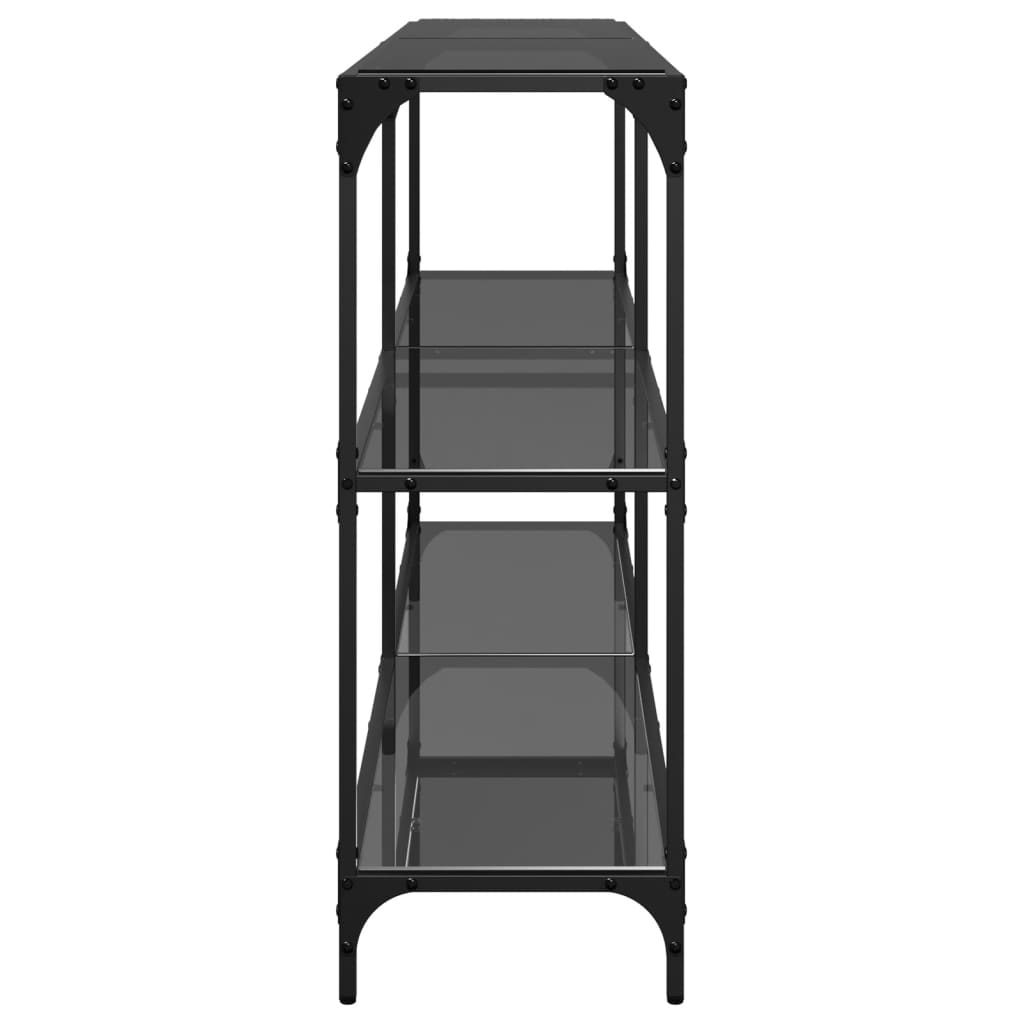 vidaXL Măsuță de cafea, blat din sticlă negră, 158,5x30x81 cm, oțel vidaXL Măsuță de cafea, blat din sticlă negră, 158,5x30x81 cm, oțel