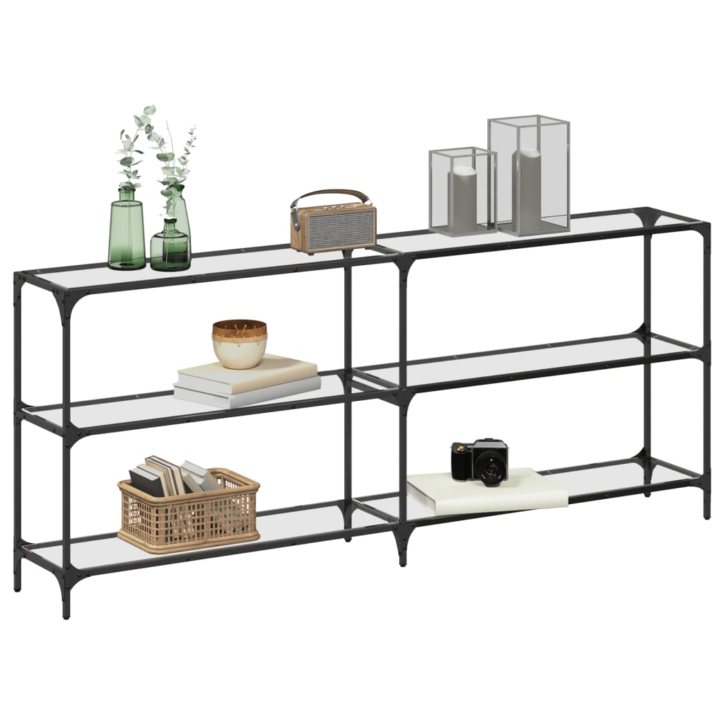 vidaXL Măsuță de cafea blat din sticlă transparentă 194,5x30x81cm oțel vidaXL Măsuță de cafea blat din sticlă transparentă 194,5x30x81cm oțel