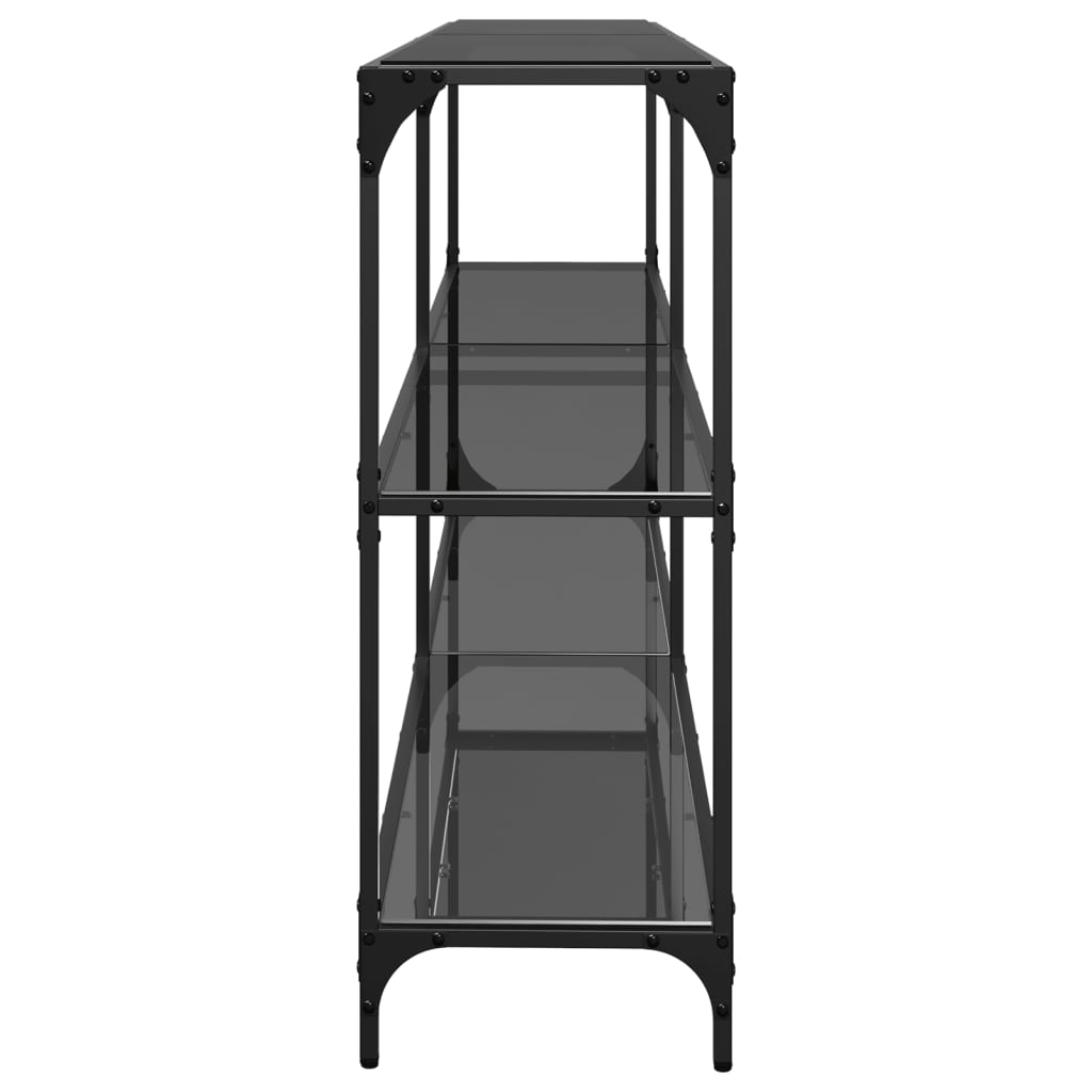vidaXL Măsuță de cafea, blat din sticlă negră, 194,5x30x81 cm, oțel vidaXL Măsuță de cafea, blat din sticlă negră, 194,5x30x81 cm, oțel