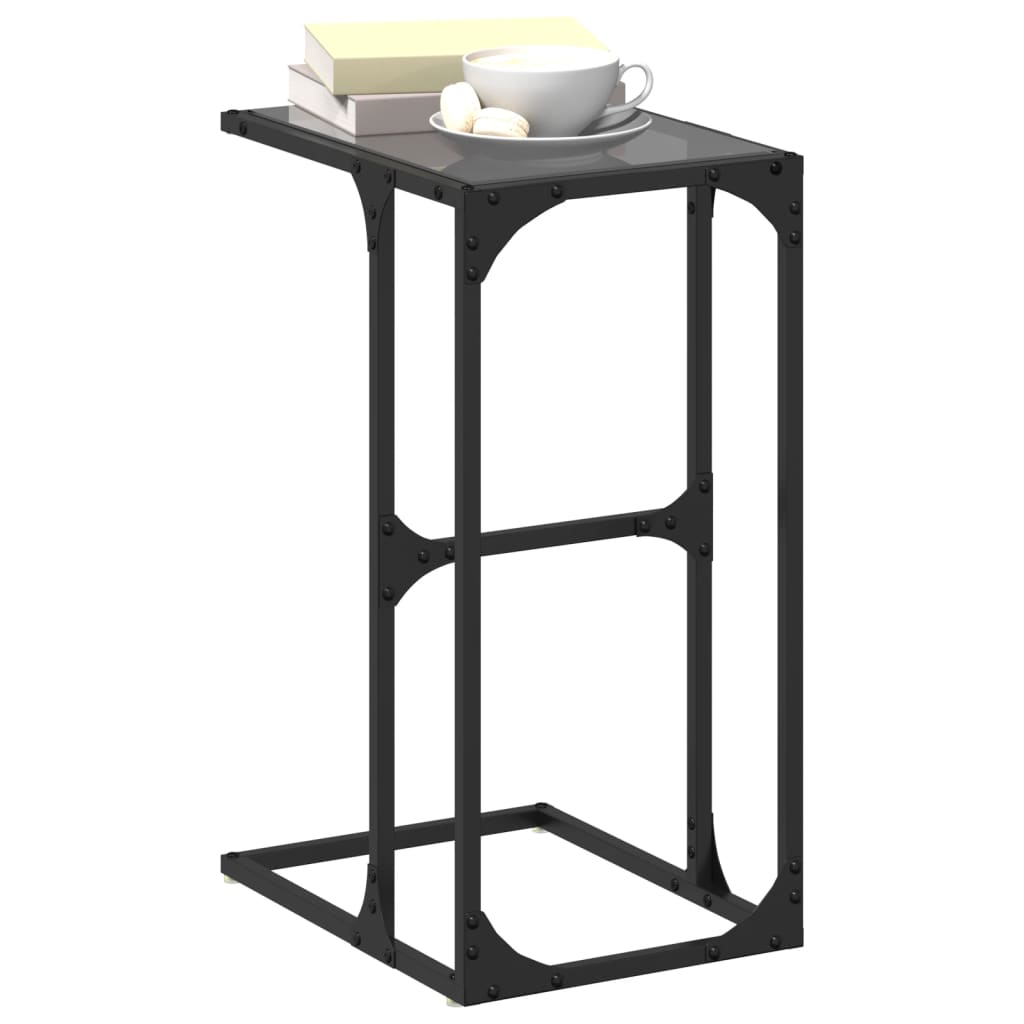 vidaXL Măsuță laterală blat din sticlă neagră 40x30x61,5 cm oțel vidaXL Măsuță laterală blat din sticlă neagră 40x30x61,5 cm oțel