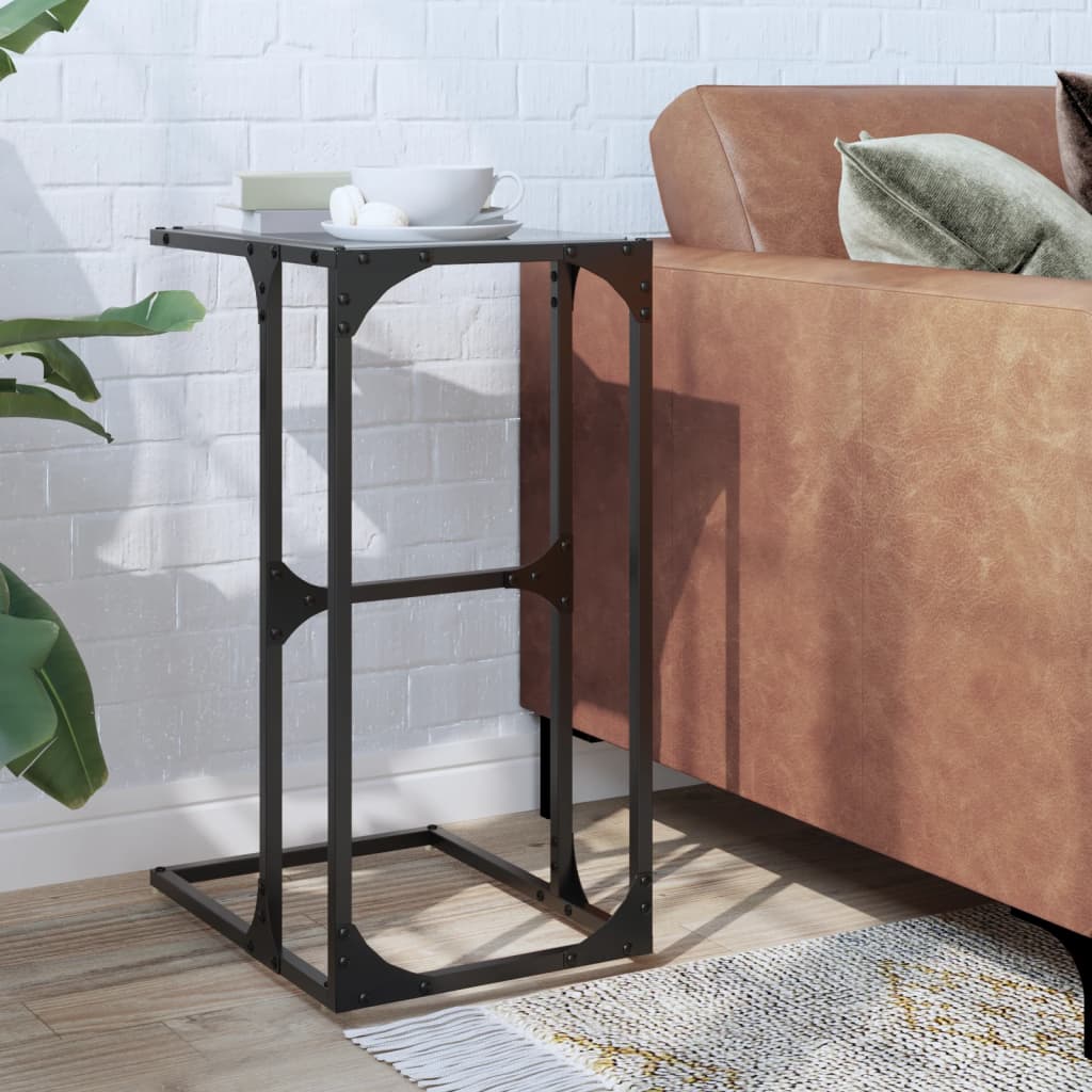 vidaXL Măsuță laterală blat din sticlă neagră 40x30x61,5 cm oțel vidaXL Măsuță laterală blat din sticlă neagră 40x30x61,5 cm oțel