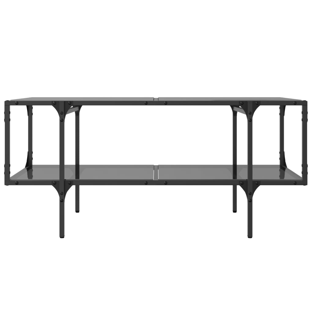vidaXL Măsuță de cafea cu blat din sticlă neagră 98,5x50x45 cm oțel vidaXL Măsuță de cafea cu blat din sticlă neagră 98,5x50x45 cm oțel