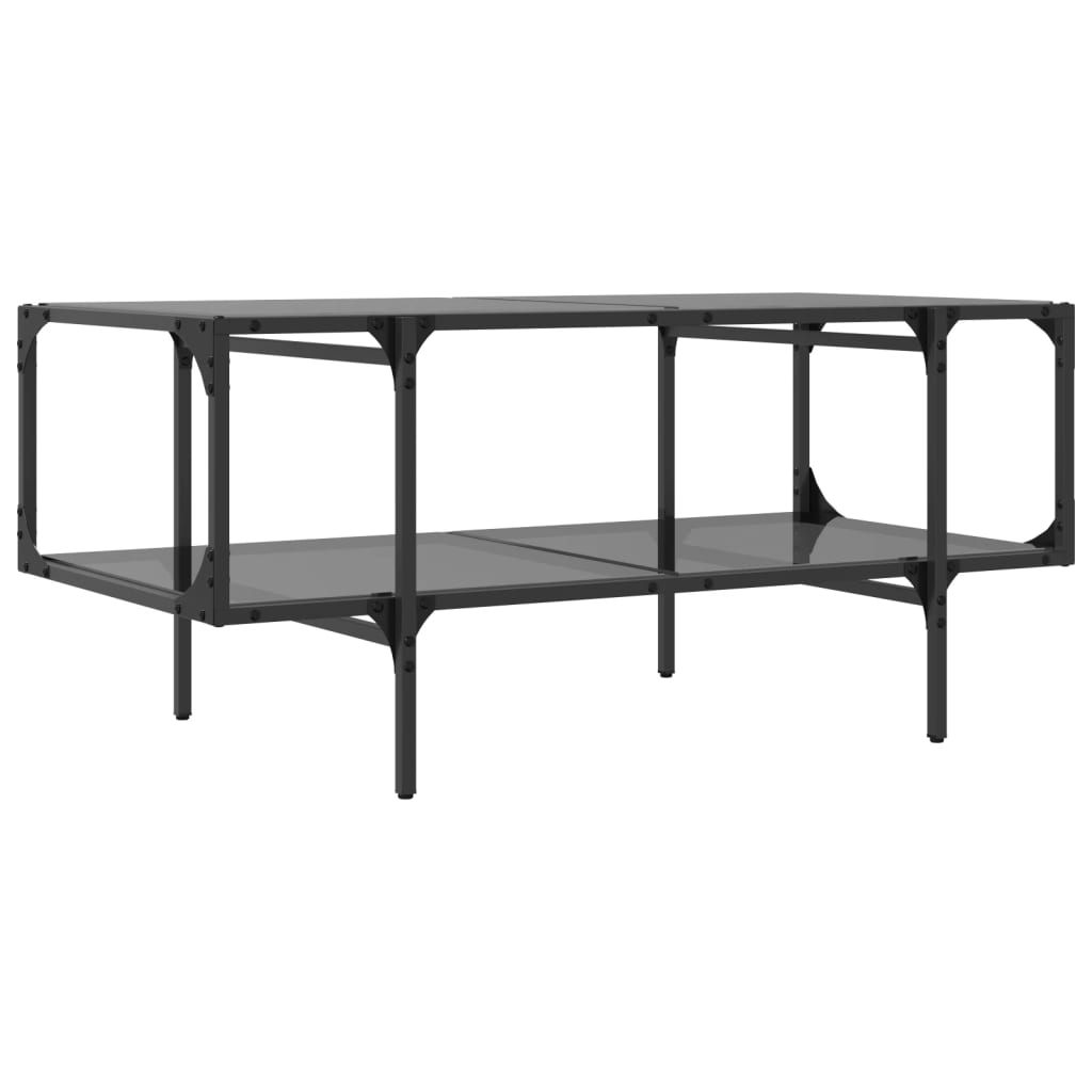 vidaXL Măsuță de cafea cu blat din sticlă neagră 98,5x50x45 cm oțel vidaXL Măsuță de cafea cu blat din sticlă neagră 98,5x50x45 cm oțel