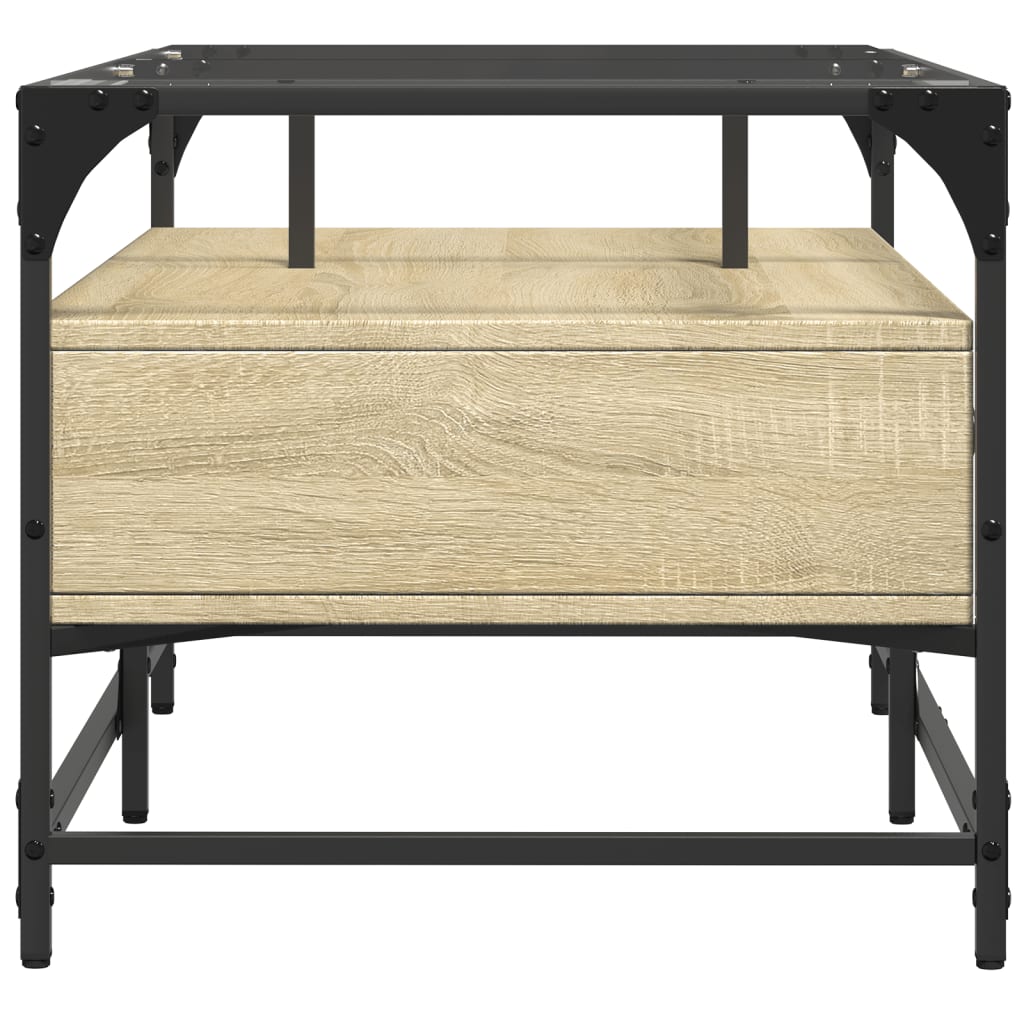 vidaXL Măsuță cafea cu blat din sticlă stejar sonoma 98,5x50x45cm oțel vidaXL Măsuță cafea cu blat din sticlă stejar sonoma 98,5x50x45cm oțel
