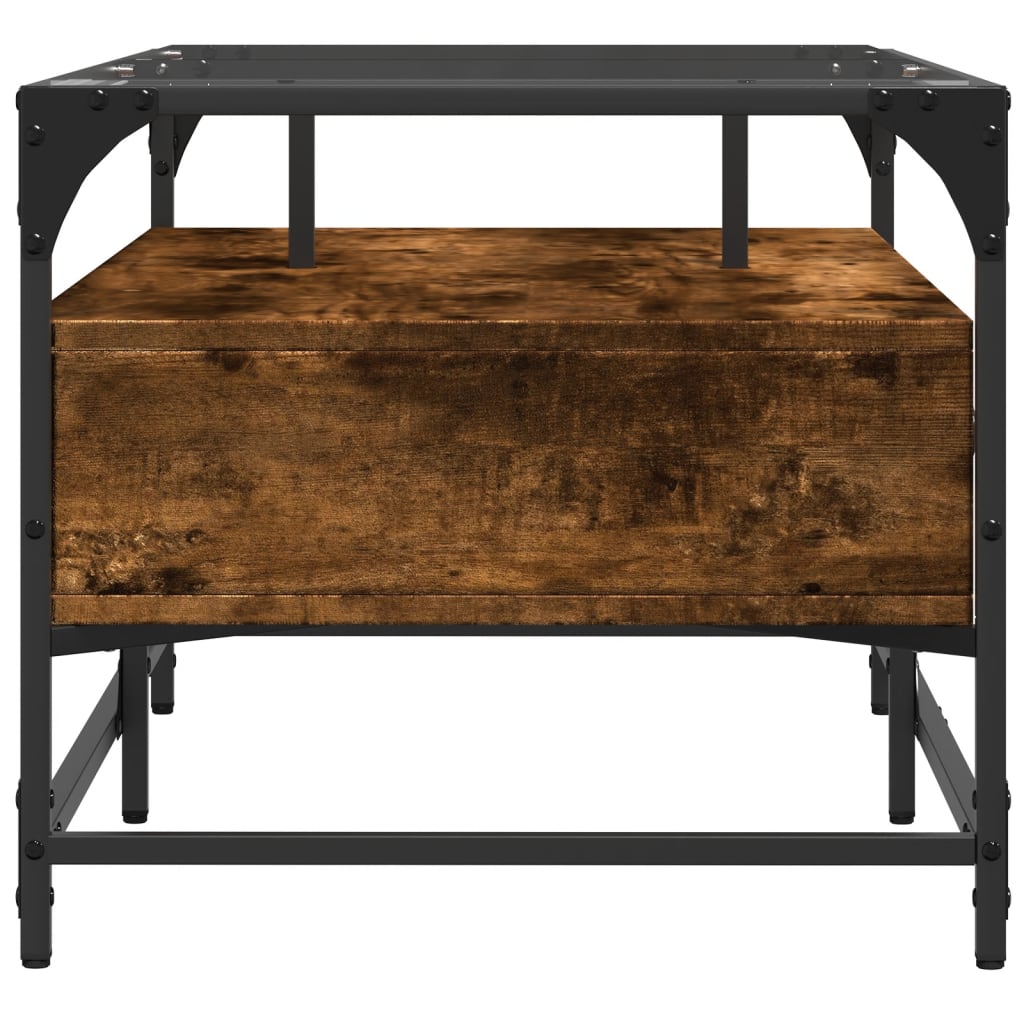 vidaXL Măsuță cafea blat din sticlă stejar fumuriu 98,5x50x45 cm oțel vidaXL Măsuță cafea blat din sticlă stejar fumuriu 98,5x50x45 cm oțel