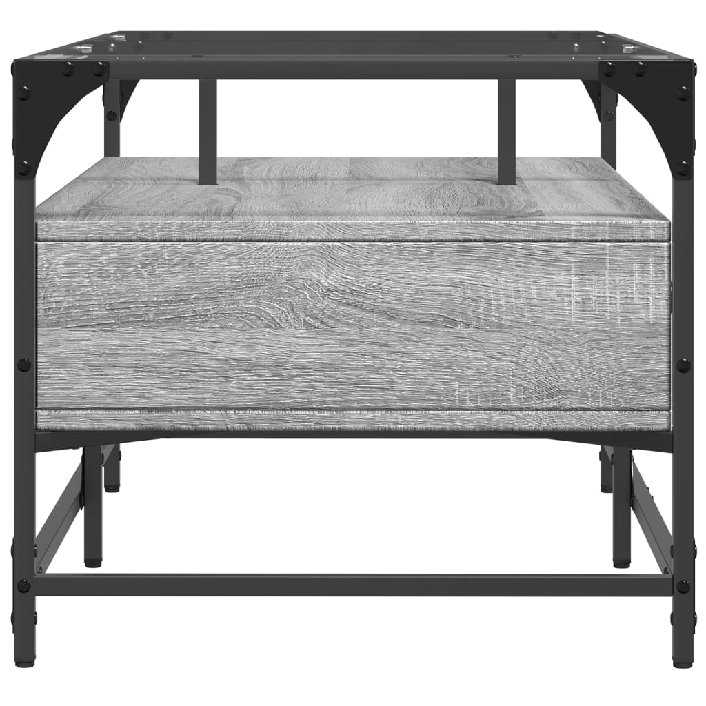 vidaXL Măsuță de cafea cu blat din sticlă gri sonoma 98,5x50x45cm oțel vidaXL Măsuță de cafea cu blat din sticlă gri sonoma 98,5x50x45cm oțel