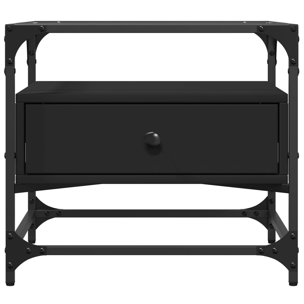 vidaXL Măsuță de cafea cu blat din sticlă negru 50x50x45 cm oțel vidaXL Măsuță de cafea cu blat din sticlă negru 50x50x45 cm oțel
