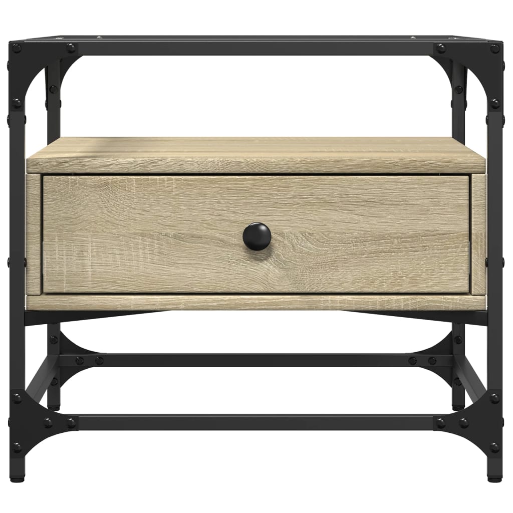 vidaXL Măsuță cafea cu blat din sticlă stejar sonoma 50x50x45 cm oțel vidaXL Măsuță cafea cu blat din sticlă stejar sonoma 50x50x45 cm oțel