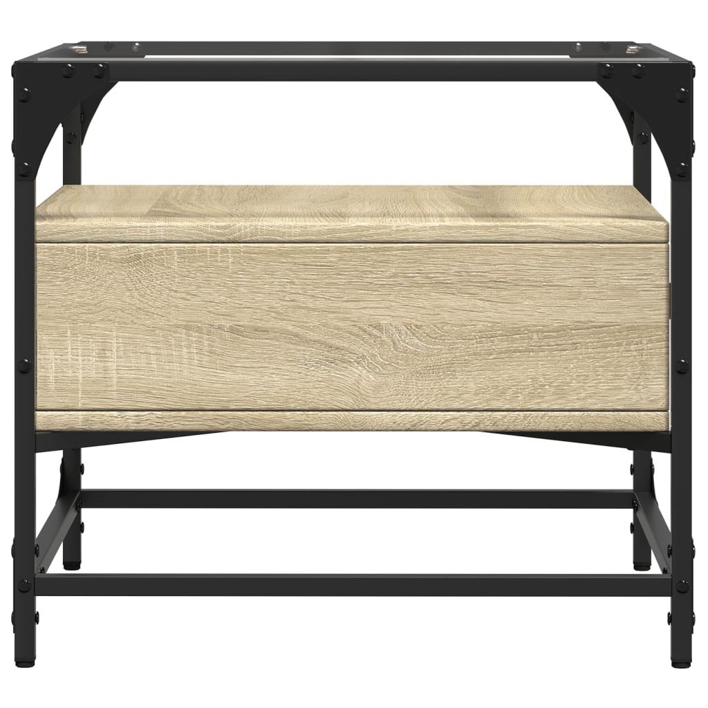 vidaXL Măsuță cafea cu blat din sticlă stejar sonoma 50x50x45 cm oțel vidaXL Măsuță cafea cu blat din sticlă stejar sonoma 50x50x45 cm oțel