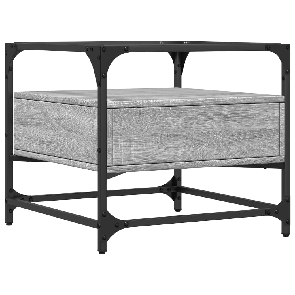 vidaXL Măsuță de cafea cu blat din sticlă gri sonoma 50x50x45 cm oțel