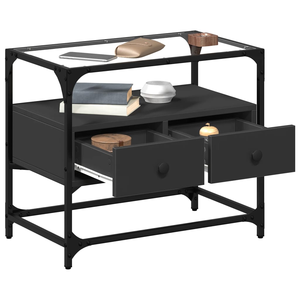 vidaXL Dulap TV blat sticlă, negru, 60x35x51 cm lemn prelucrat