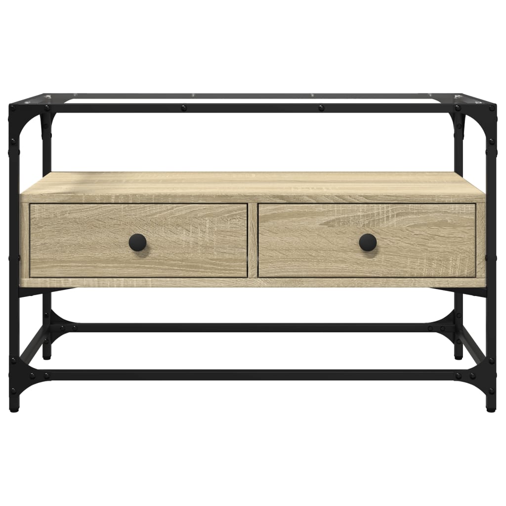 vidaXL Dulap TV blat sticlă, stejar sonoma, 80x35x51 cm lemn prelucrat