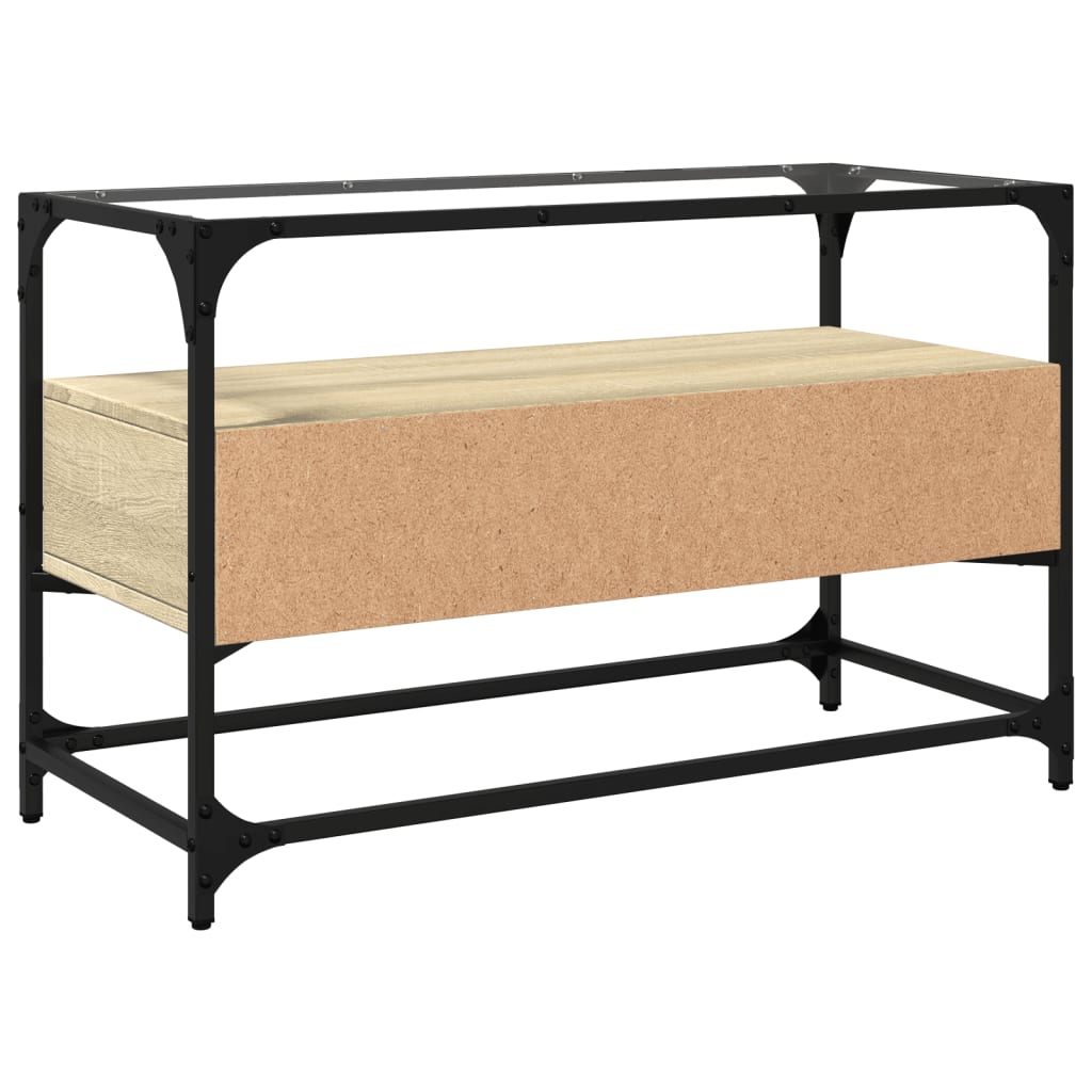 vidaXL Dulap TV blat sticlă, stejar sonoma, 80x35x51 cm lemn prelucrat