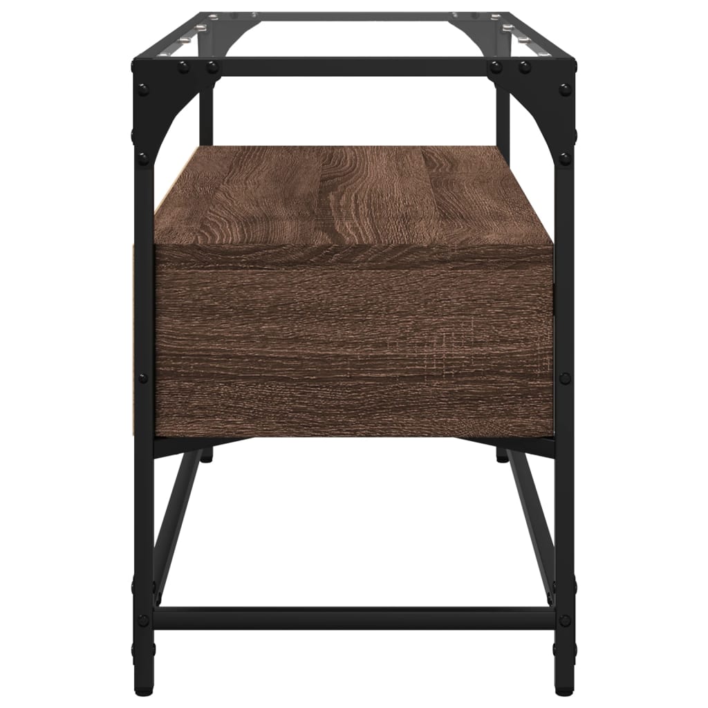 vidaXL Dulap TV blat sticlă, stejar maro, 80x35x51 cm lemn prelucrat