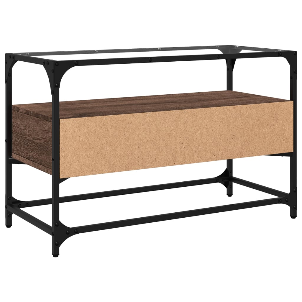 vidaXL Dulap TV blat sticlă, stejar maro, 80x35x51 cm lemn prelucrat
