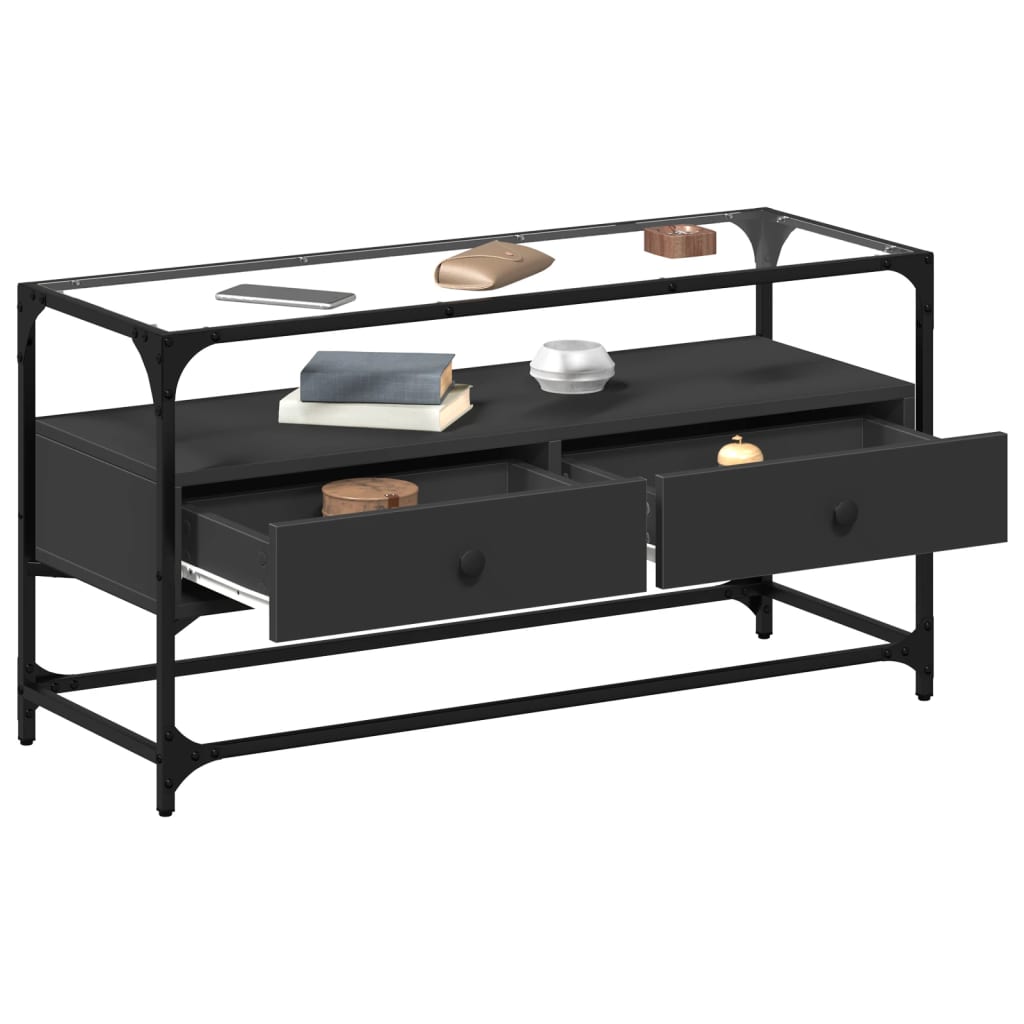 vidaXL Dulap TV blat sticlă, negru, 98x35x51 cm lemn prelucrat