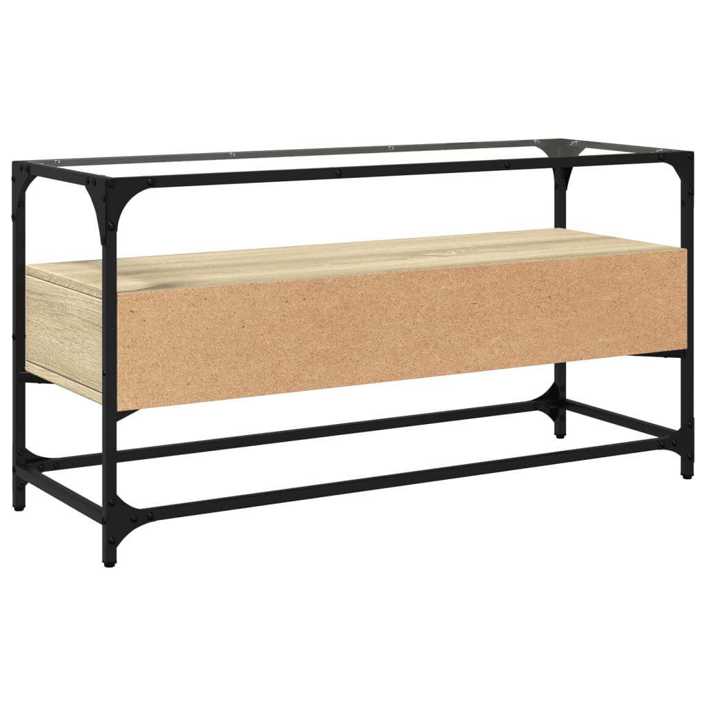 vidaXL Dulap TV blat sticlă, stejar sonoma, 98x35x51 cm lemn prelucrat
