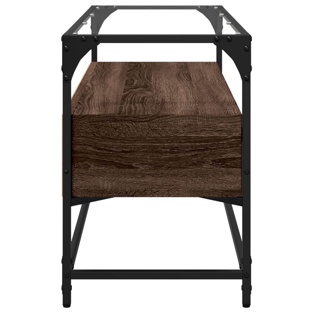 vidaXL Dulap TV blat sticlă, stejar maro, 98x35x51 cm lemn prelucrat