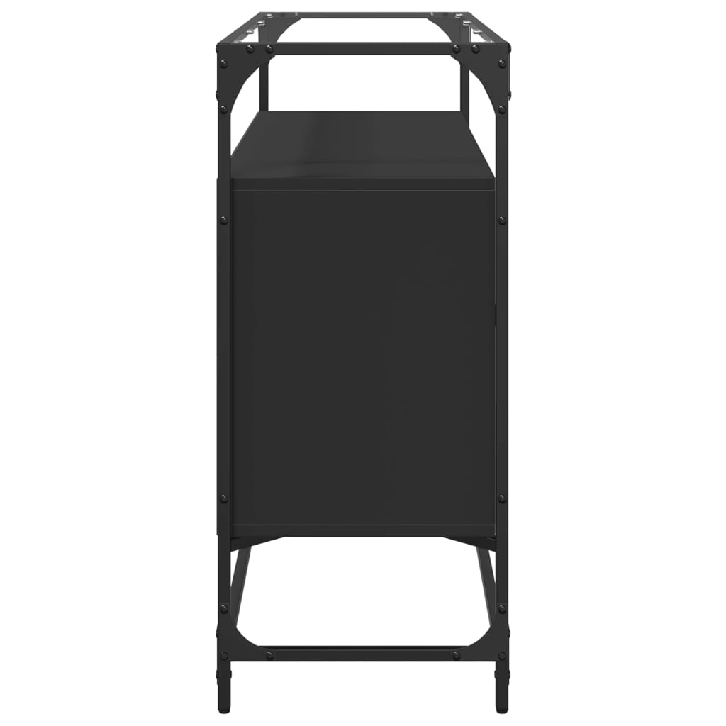 vidaXL Dulap, blat din sticlă negru 98x35x81 cm lemn prelucrat vidaXL Dulap, blat din sticlă negru 98x35x81 cm lemn prelucrat