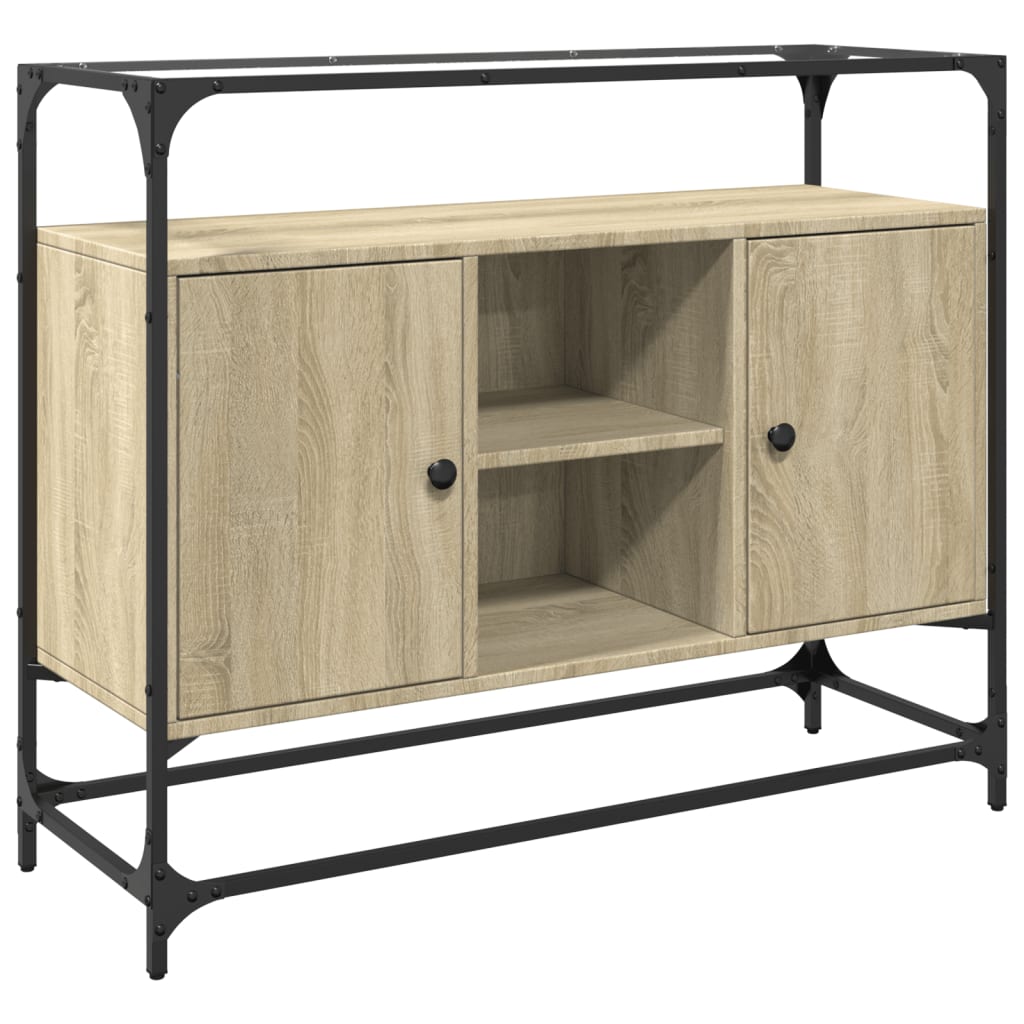 vidaXL Dulap, blat din sticlă stejar sonoma 98x35x81 cm lemn prelucrat