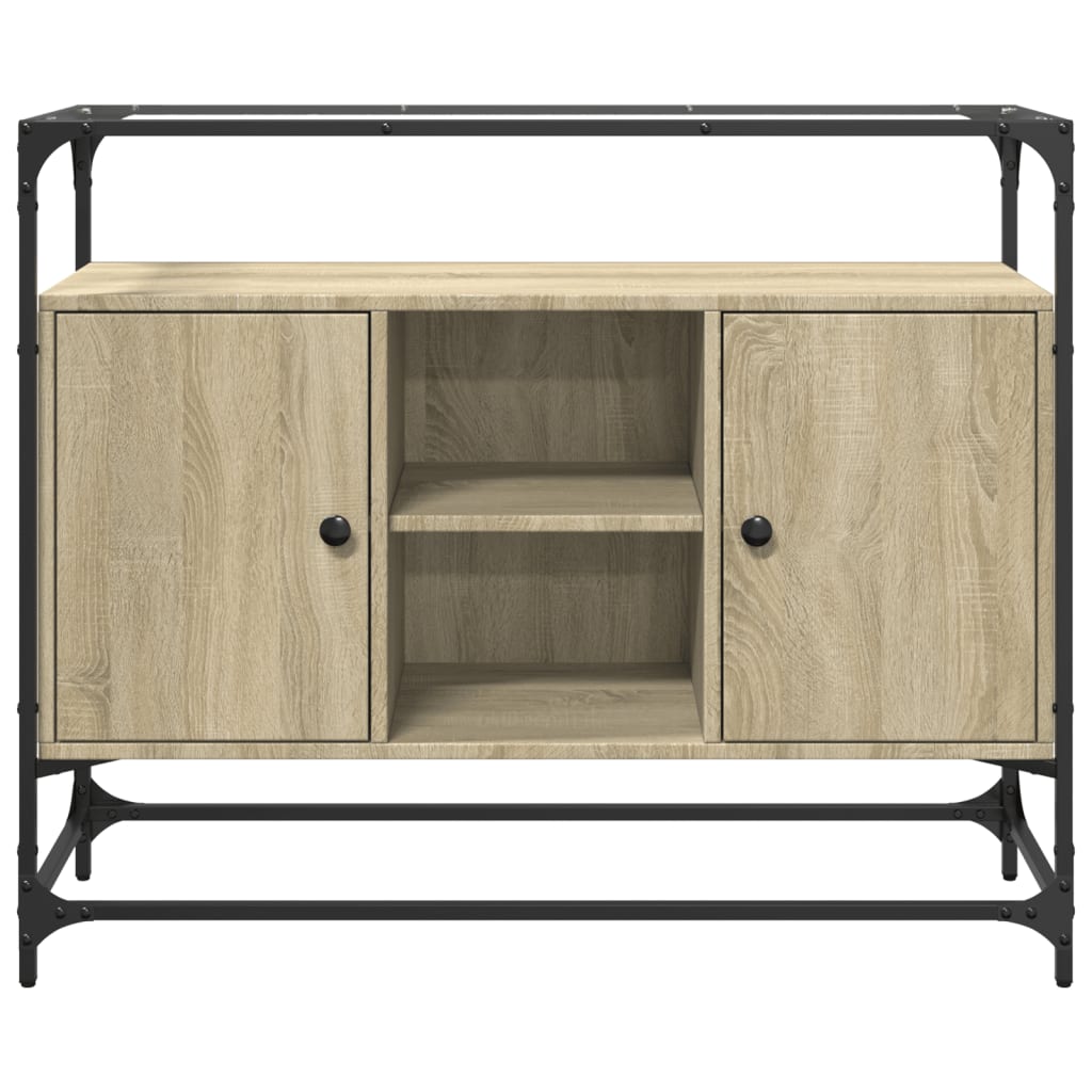 vidaXL Dulap, blat din sticlă stejar sonoma 98x35x81 cm lemn prelucrat