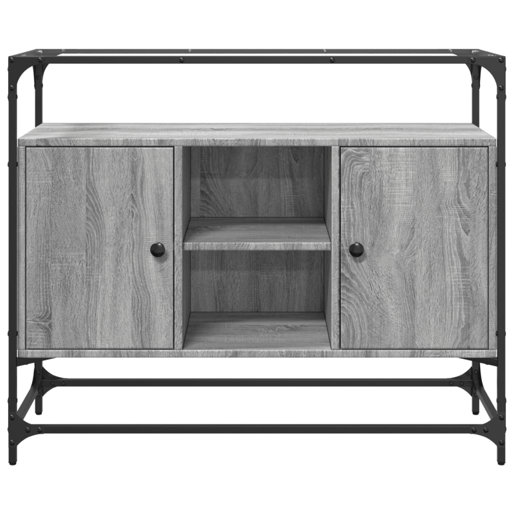vidaXL Dulap, blat din sticlă gri sonoma 98x35x81 cm lemn prelucrat vidaXL Dulap, blat din sticlă gri sonoma 98x35x81 cm lemn prelucrat