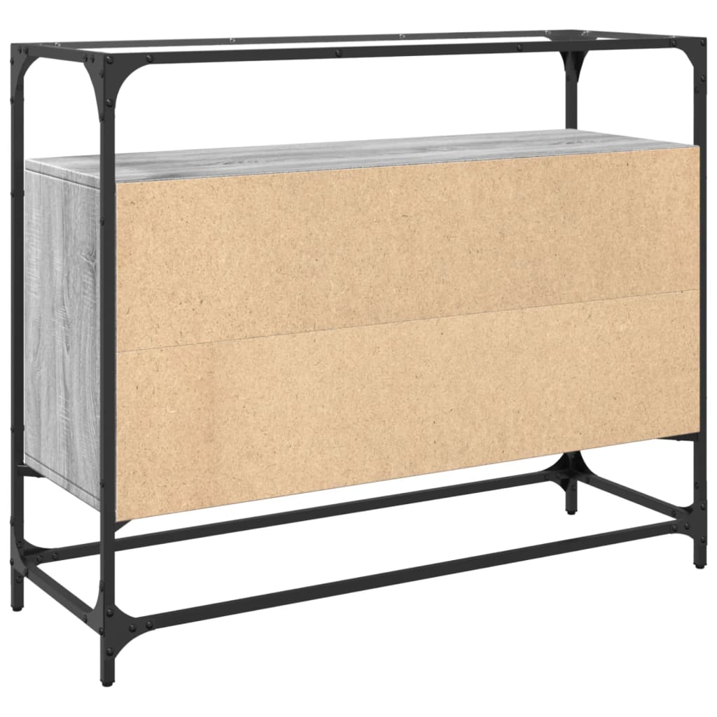 vidaXL Dulap, blat din sticlă gri sonoma 98x35x81 cm lemn prelucrat vidaXL Dulap, blat din sticlă gri sonoma 98x35x81 cm lemn prelucrat