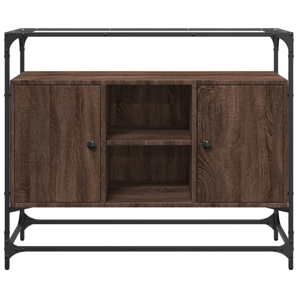 vidaXL Dulap, blat din sticlă stejar maro 98x35x81 cm lemn prelucrat