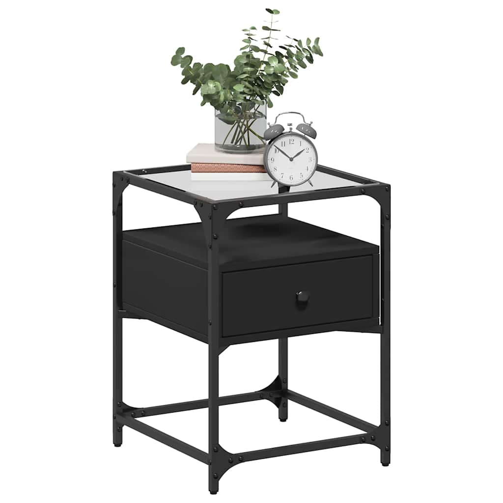vidaXL Noptiere, 2 buc., negru, 40x40x55 cm, lemn prelucrat vidaXL Noptiere, 2 buc., negru, 40x40x55 cm, lemn prelucrat
