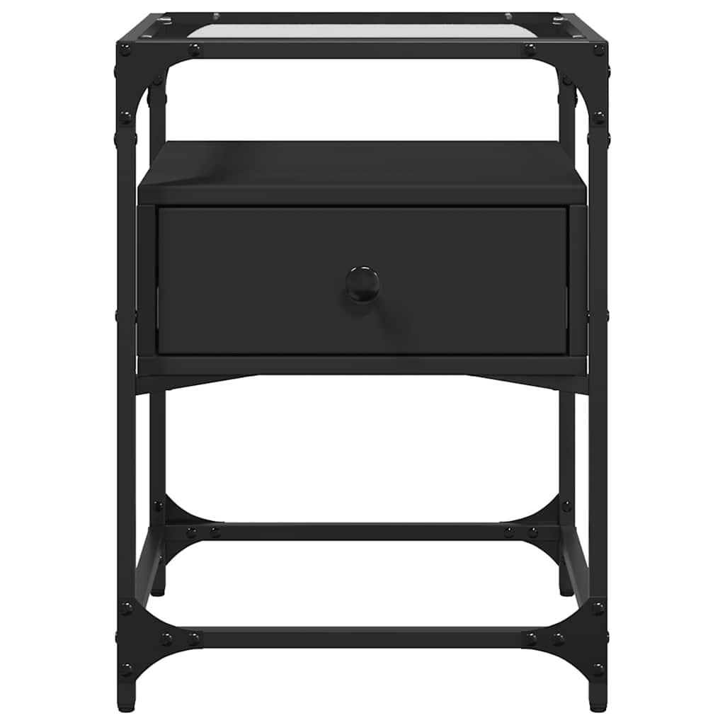 vidaXL Noptiere, 2 buc., negru, 40x40x55 cm, lemn prelucrat vidaXL Noptiere, 2 buc., negru, 40x40x55 cm, lemn prelucrat