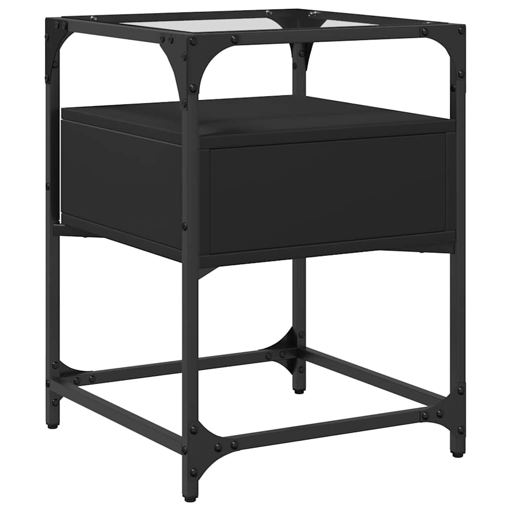 vidaXL Noptiere, 2 buc., negru, 40x40x55 cm, lemn prelucrat vidaXL Noptiere, 2 buc., negru, 40x40x55 cm, lemn prelucrat