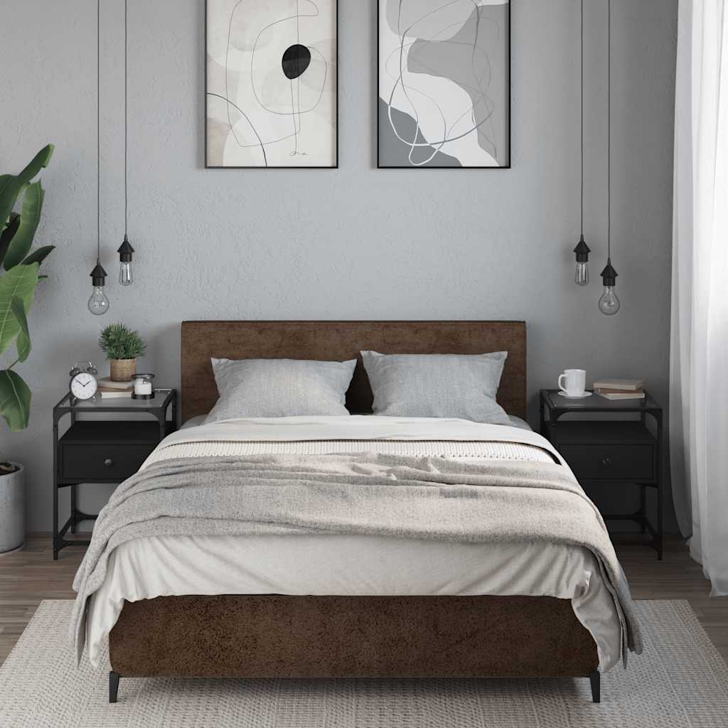 vidaXL Noptiere, 2 buc., negru, 40x40x55 cm, lemn prelucrat vidaXL Noptiere, 2 buc., negru, 40x40x55 cm, lemn prelucrat