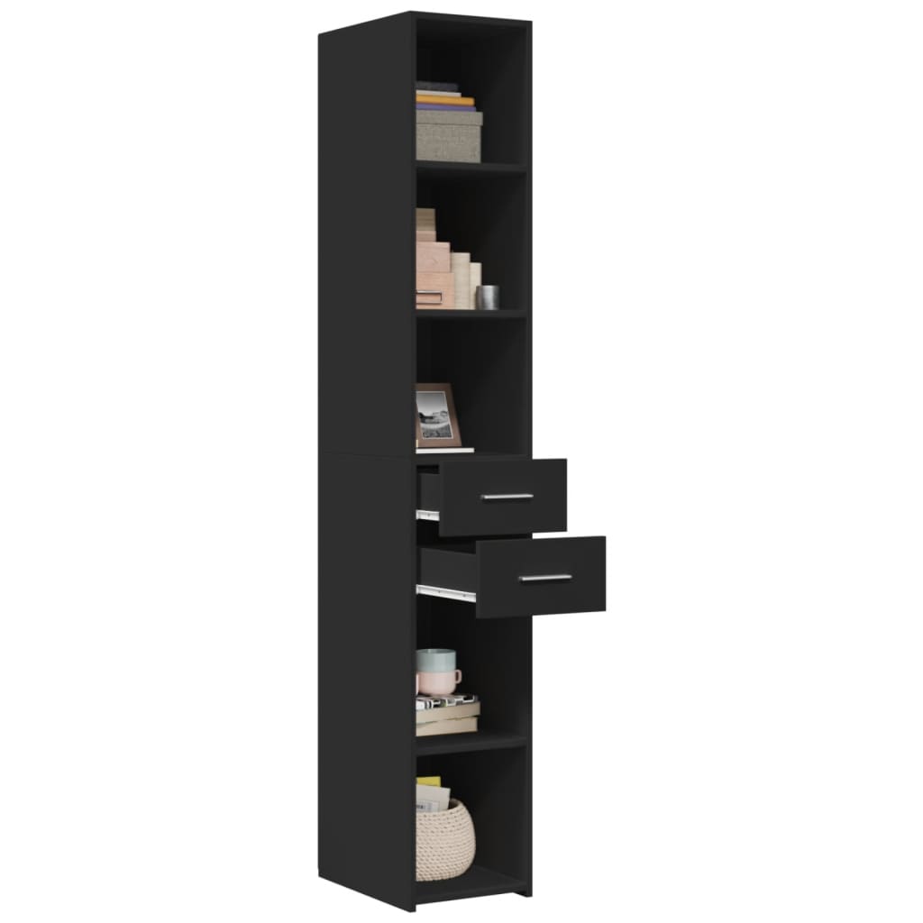 vidaXL Dulap înalt, negru, 30x42,5x185 cm, lemn prelucrat