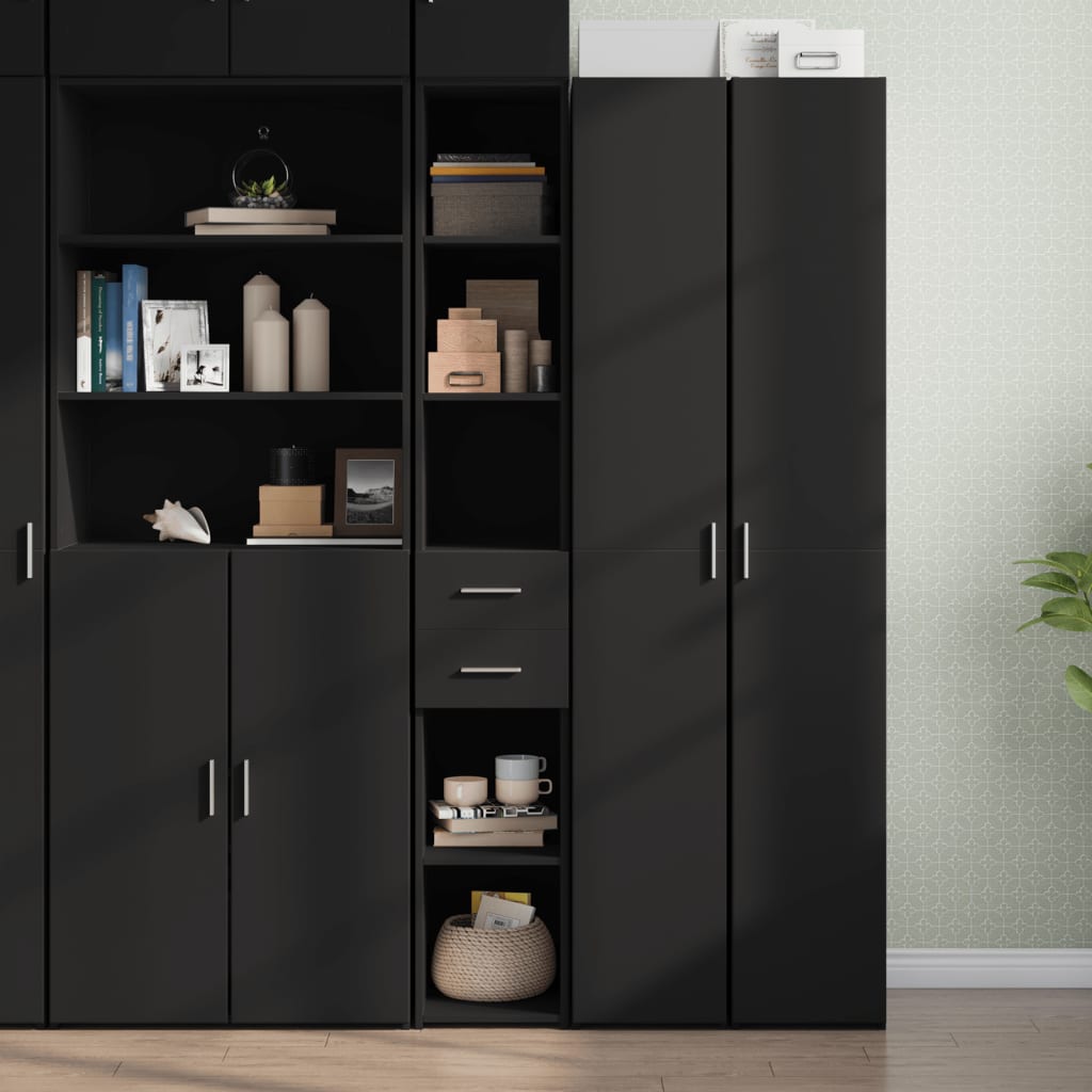 vidaXL Dulap înalt, negru, 30x42,5x185 cm, lemn prelucrat