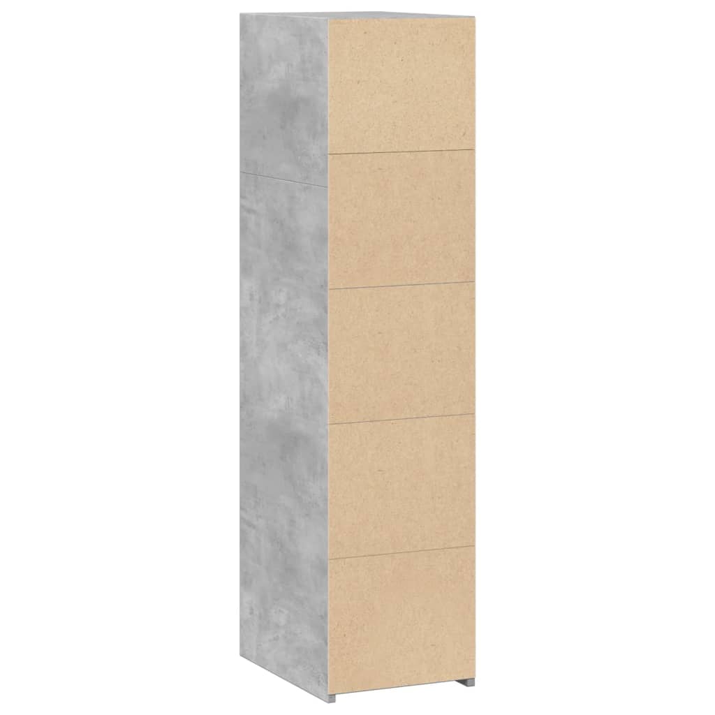 vidaXL Dulap înalt, gri beton, 30x41x124 cm, lemn compozit vidaXL Dulap înalt, gri beton, 30x41x124 cm, lemn compozit