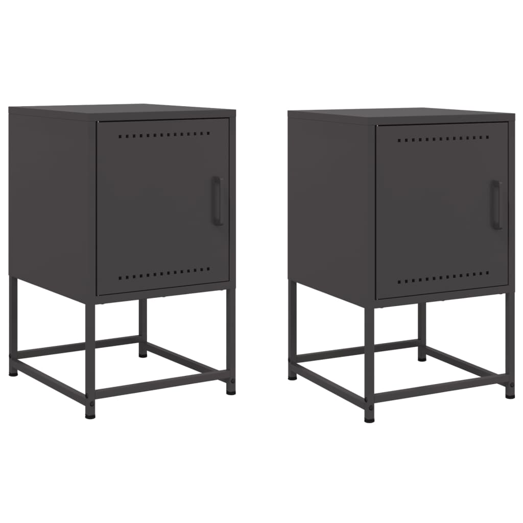 vidaXL Noptiere, 2 buc., negru, 36x39x60,5 cm, oțel vidaXL Noptiere, 2 buc., negru, 36x39x60,5 cm, oțel