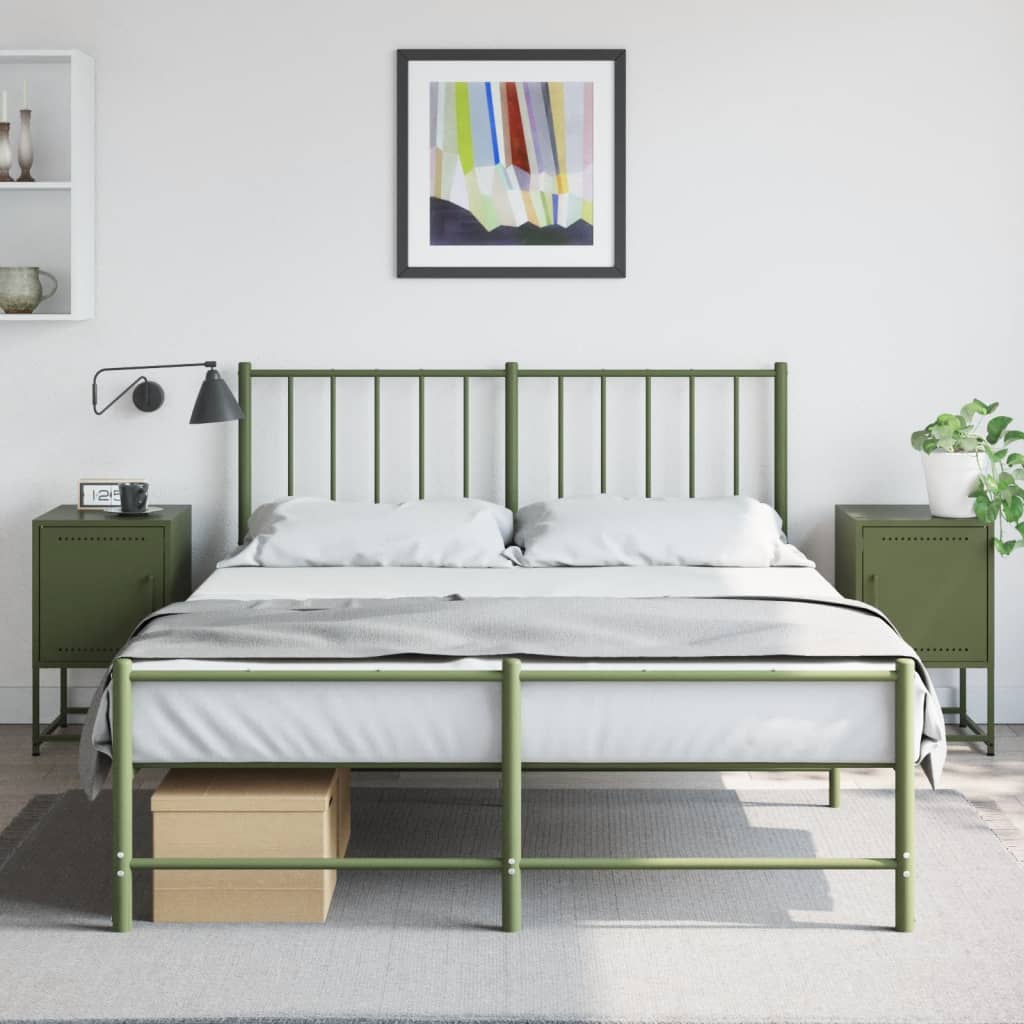 vidaXL Noptiere, 2 buc., verde olive, 36x39x60,5 cm, oțel vidaXL Noptiere, 2 buc., verde olive, 36x39x60,5 cm, oțel