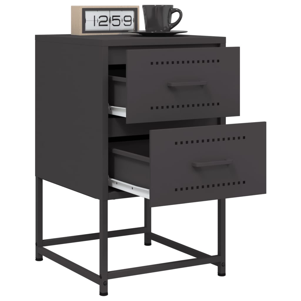 vidaXL Noptiere, 2 buc., negru, 36x39x60,5 cm, oțel vidaXL Noptiere, 2 buc., negru, 36x39x60,5 cm, oțel