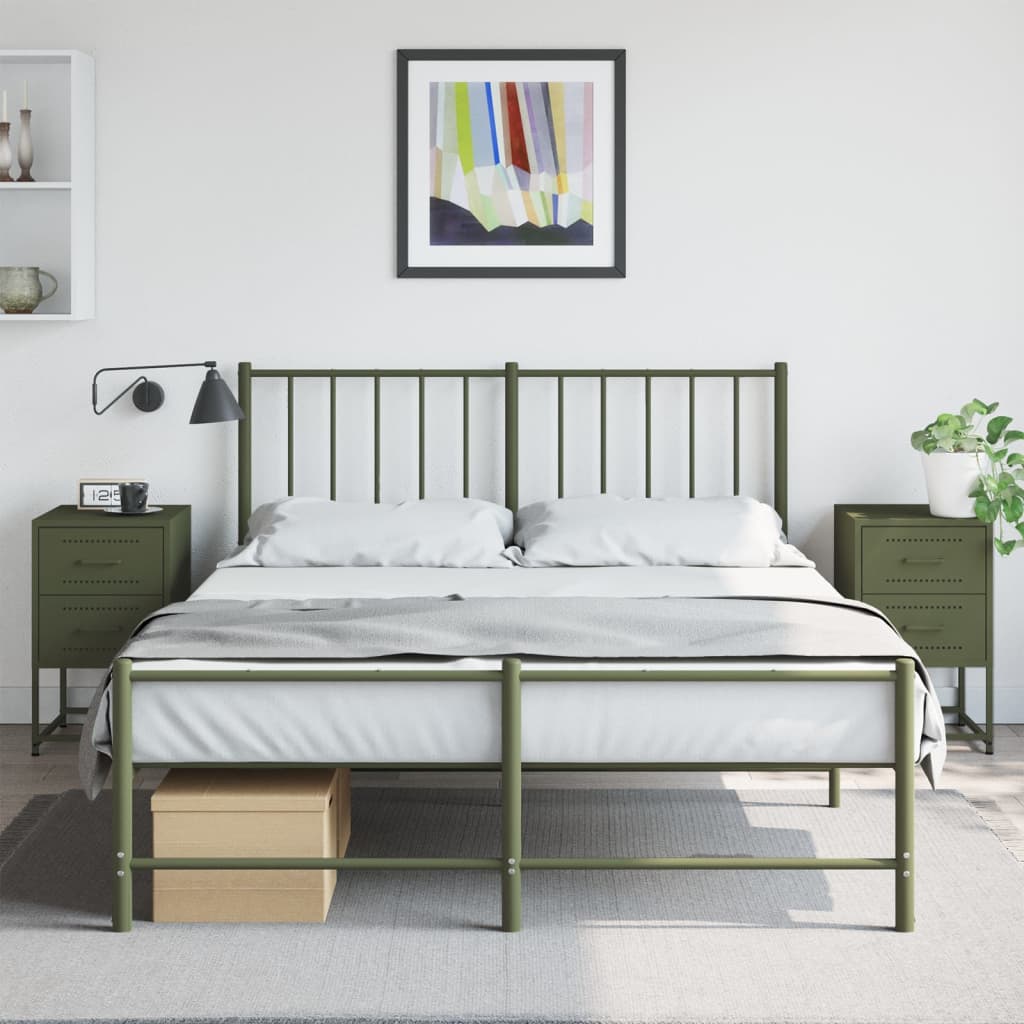 vidaXL Noptiere, 2 buc., verde olive, 36x39x60,5 cm, oțel vidaXL Noptiere, 2 buc., verde olive, 36x39x60,5 cm, oțel