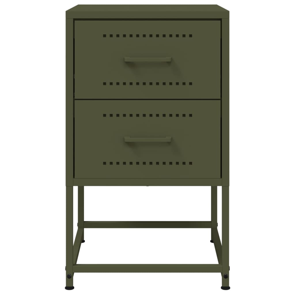 vidaXL Noptiere, 2 buc., verde olive, 36x39x60,5 cm, oțel vidaXL Noptiere, 2 buc., verde olive, 36x39x60,5 cm, oțel